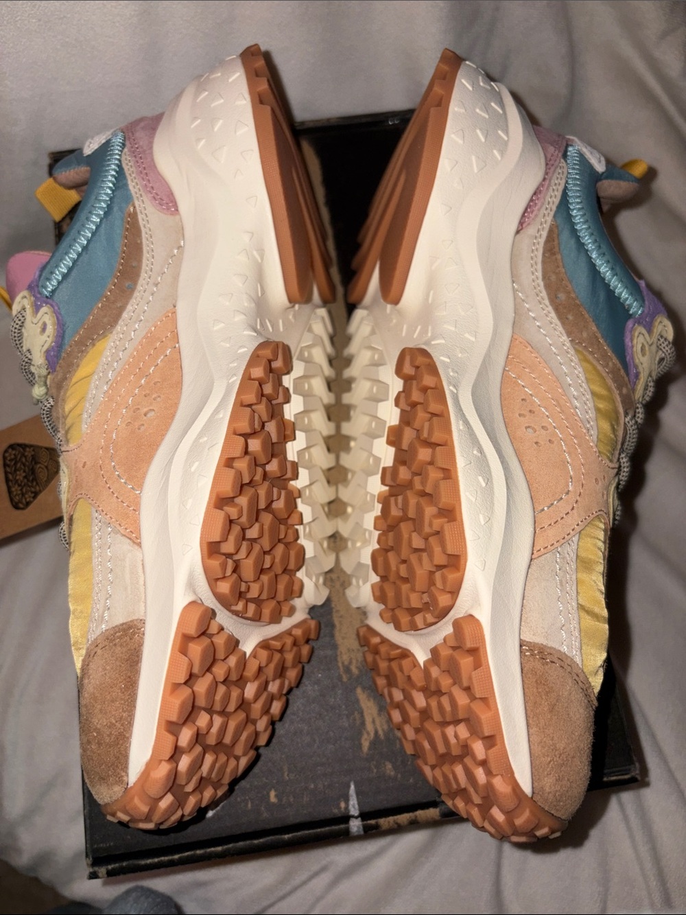 NWT Flower Mountain WAVE WOMAN Suede and fabric sneakers - Beige- Light pink - Picture 15 of 16